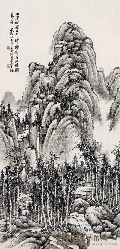 吴徵 深山秋树 立轴 111×54cm